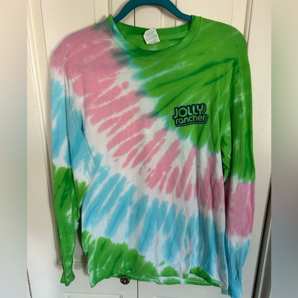 Jolly Rancher Tie Dye Retro Long Sleeve T Shirt Rare 100% Cotton Size Medium